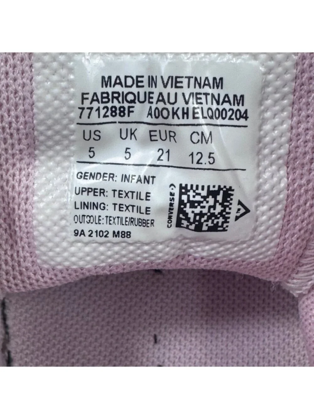 Converse Toddler All Star Floral Print Velcro Sneakers Size 5 Pink & White